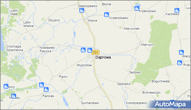 mapa Dąbrowa powiat mogileński, Dąbrowa powiat mogileński na mapie Targeo