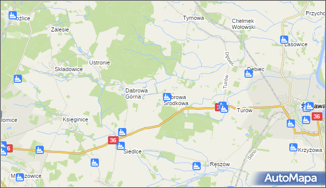 mapa Dąbrowa Środkowa, Dąbrowa Środkowa na mapie Targeo