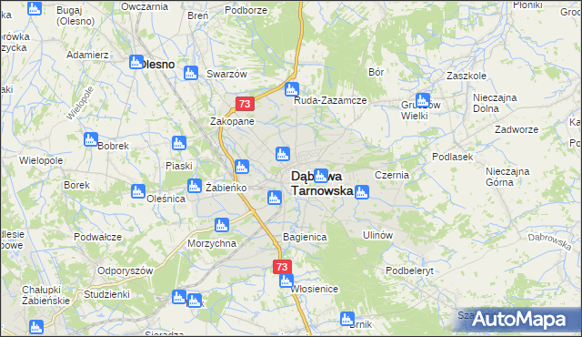 mapa Dąbrowa Tarnowska, Dąbrowa Tarnowska na mapie Targeo