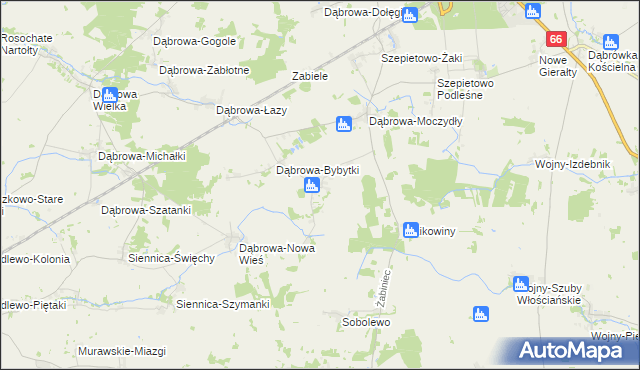 mapa Dąbrowa-Wilki, Dąbrowa-Wilki na mapie Targeo