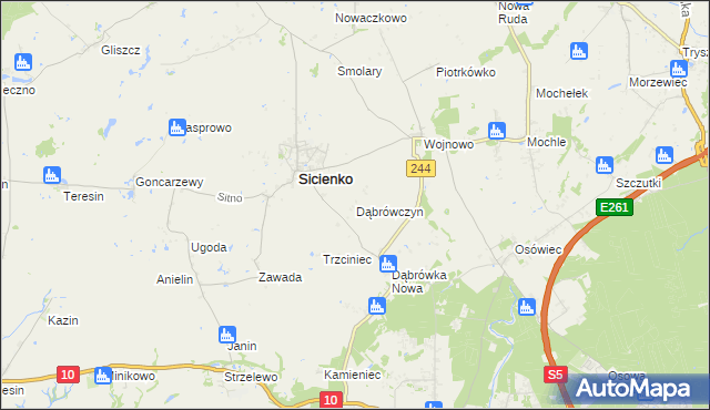 mapa Dąbrówczyn, Dąbrówczyn na mapie Targeo