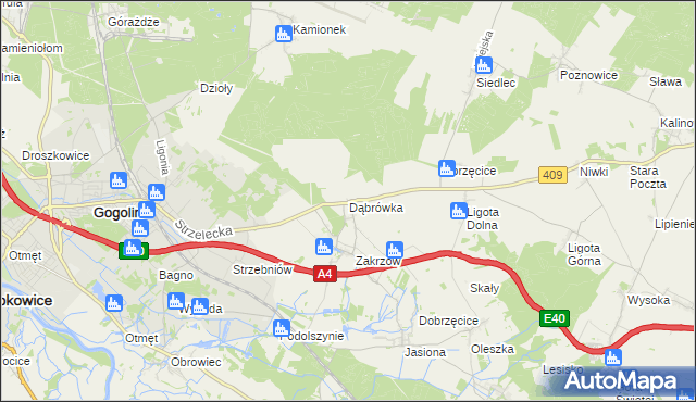 mapa Dąbrówka gmina Gogolin, Dąbrówka gmina Gogolin na mapie Targeo