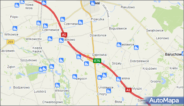 mapa Dąbrówka gmina Kowal, Dąbrówka gmina Kowal na mapie Targeo
