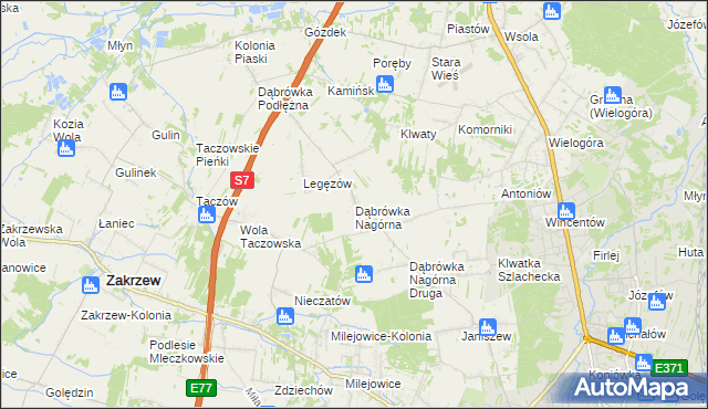 mapa Dąbrówka Nagórna, Dąbrówka Nagórna na mapie Targeo