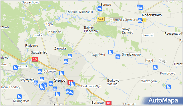mapa Dąbrówki gmina Sierpc, Dąbrówki gmina Sierpc na mapie Targeo