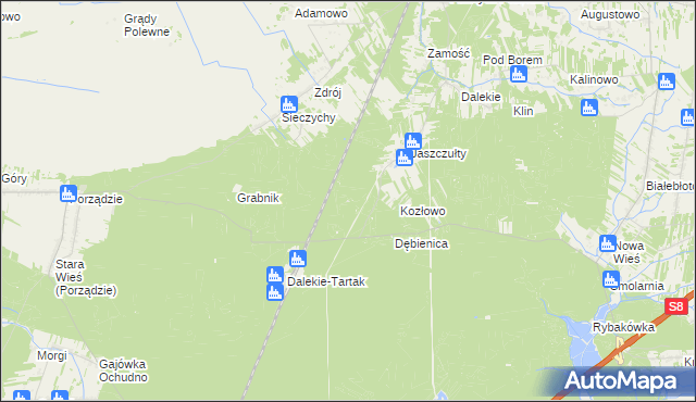 mapa Dalekie gmina Brańszczyk, Dalekie gmina Brańszczyk na mapie Targeo