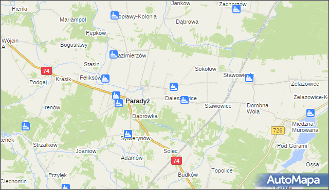 mapa Daleszewice, Daleszewice na mapie Targeo