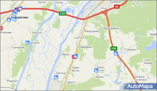 mapa Daleszewo, Daleszewo na mapie Targeo