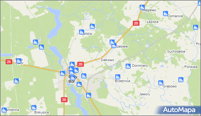 mapa Dalkowo gmina Biały Bór, Dalkowo gmina Biały Bór na mapie Targeo
