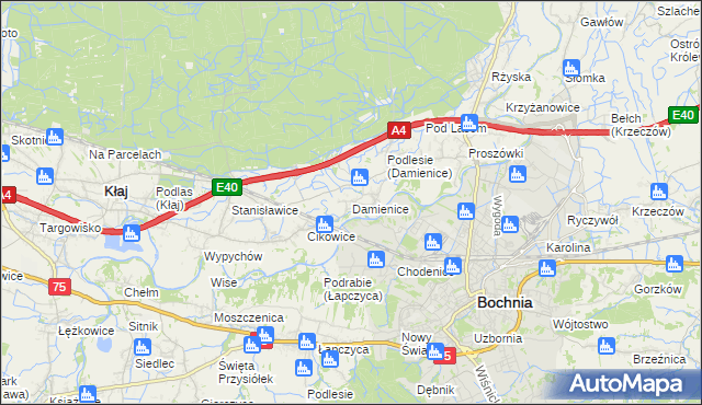 mapa Damienice, Damienice na mapie Targeo