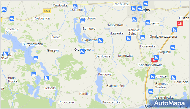 mapa Daniłowce, Daniłowce na mapie Targeo