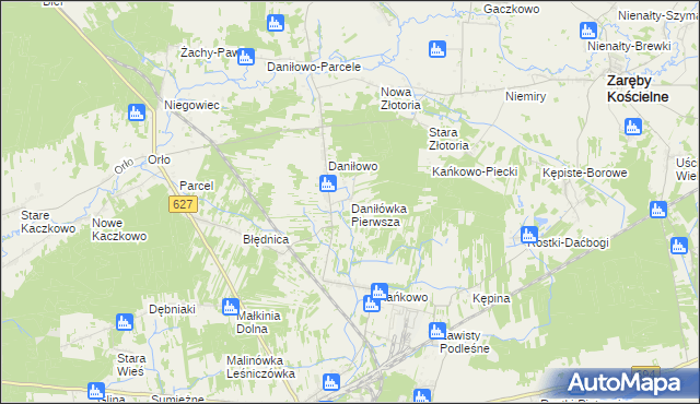 mapa Daniłówka Pierwsza, Daniłówka Pierwsza na mapie Targeo