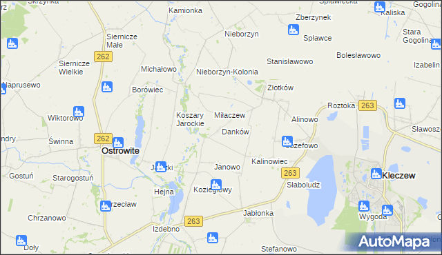 mapa Danków gmina Kleczew, Danków gmina Kleczew na mapie Targeo