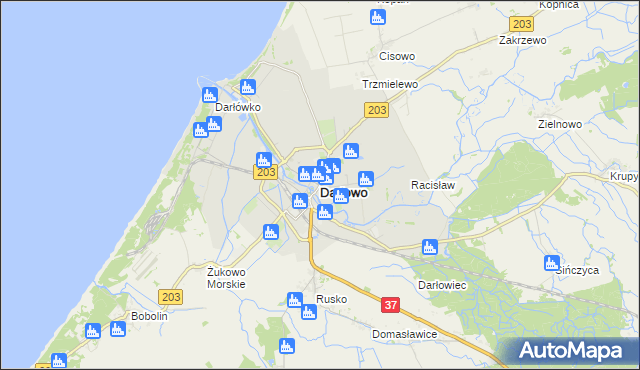 mapa Darłowo, Darłowo na mapie Targeo