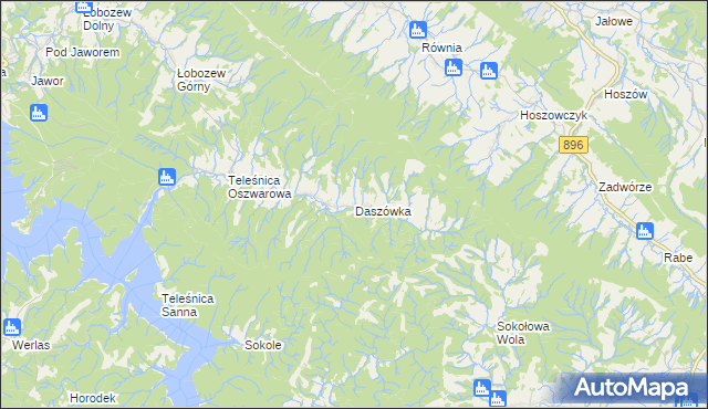 mapa Daszówka gmina Ustrzyki Dolne, Daszówka gmina Ustrzyki Dolne na mapie Targeo