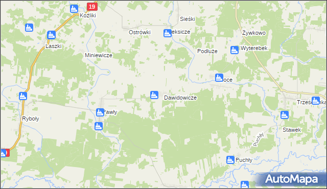 mapa Dawidowicze, Dawidowicze na mapie Targeo