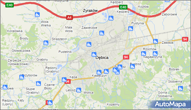 mapa Dębicy, Dębica na mapie Targeo