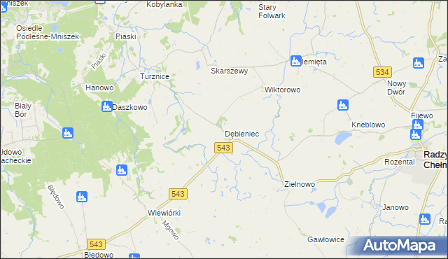 mapa Dębieniec, Dębieniec na mapie Targeo