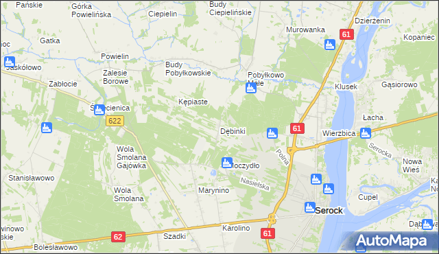 mapa Dębinki gmina Serock, Dębinki gmina Serock na mapie Targeo