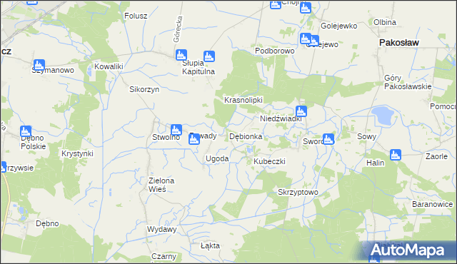 mapa Dębionka gmina Pakosław, Dębionka gmina Pakosław na mapie Targeo