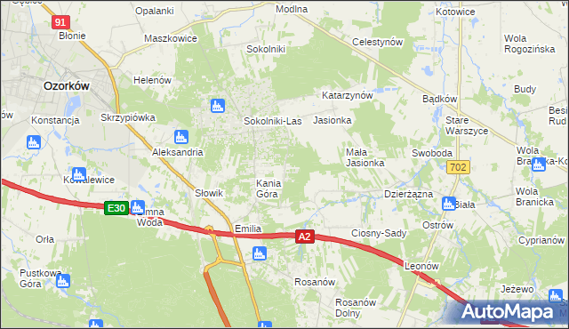 mapa Dębniak gmina Zgierz, Dębniak gmina Zgierz na mapie Targeo