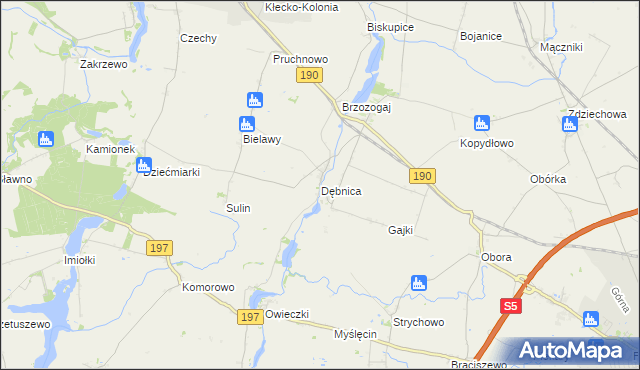 mapa Dębnica gmina Kłecko, Dębnica gmina Kłecko na mapie Targeo