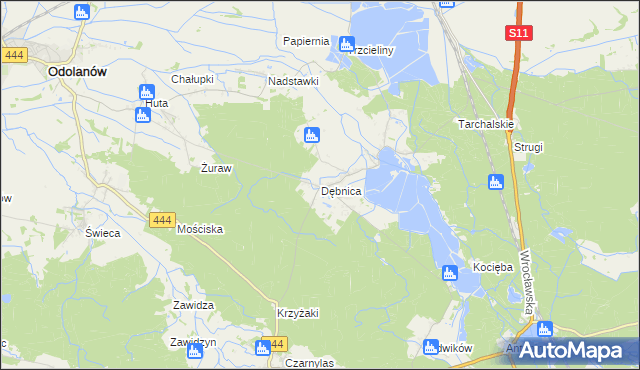 mapa Dębnica gmina Przygodzice, Dębnica gmina Przygodzice na mapie Targeo
