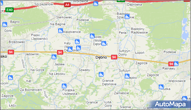 mapa Dębno powiat brzeski, Dębno powiat brzeski na mapie Targeo