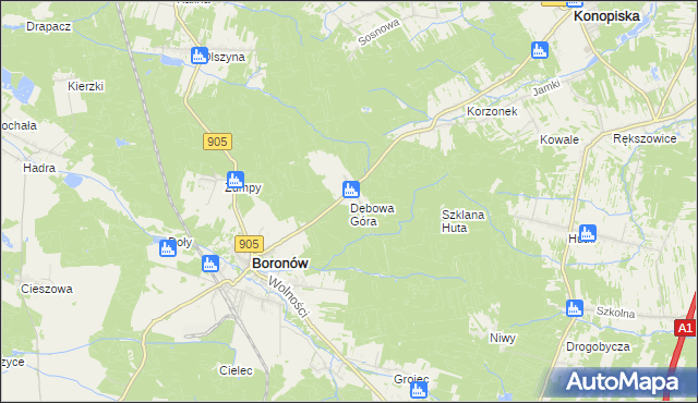 mapa Dębowa Góra gmina Boronów, Dębowa Góra gmina Boronów na mapie Targeo