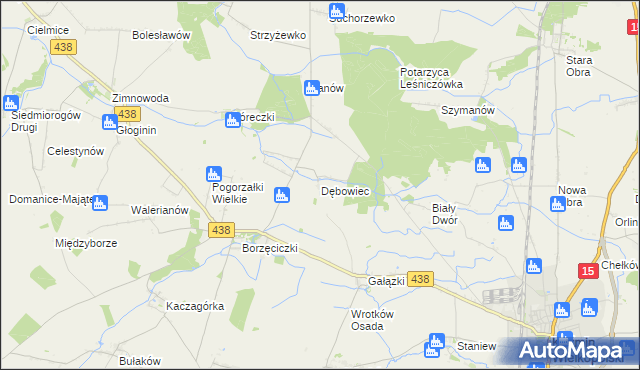 mapa Dębowiec gmina Koźmin Wielkopolski, Dębowiec gmina Koźmin Wielkopolski na mapie Targeo