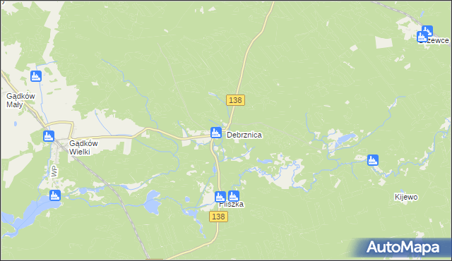 mapa Debrznica, Debrznica na mapie Targeo