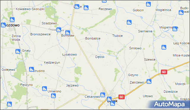mapa Dębsk gmina Bielsk, Dębsk gmina Bielsk na mapie Targeo