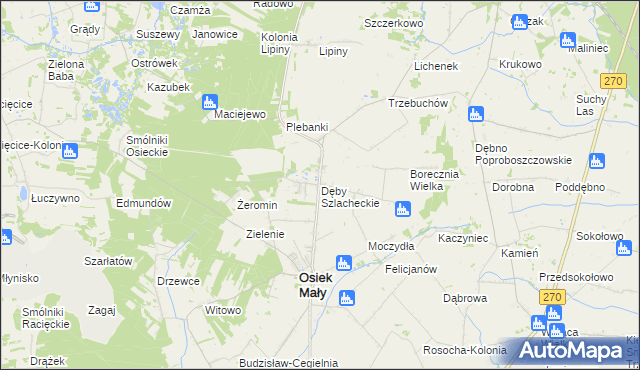 mapa Dęby Szlacheckie, Dęby Szlacheckie na mapie Targeo