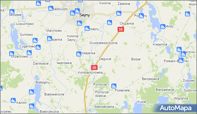 mapa Degucie gmina Sejny, Degucie gmina Sejny na mapie Targeo