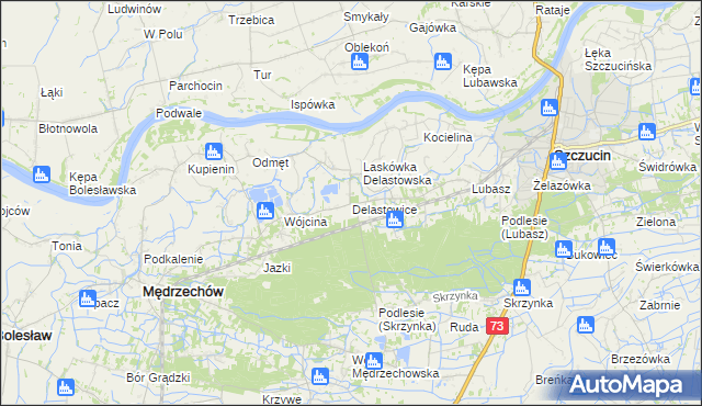 mapa Delastowice, Delastowice na mapie Targeo