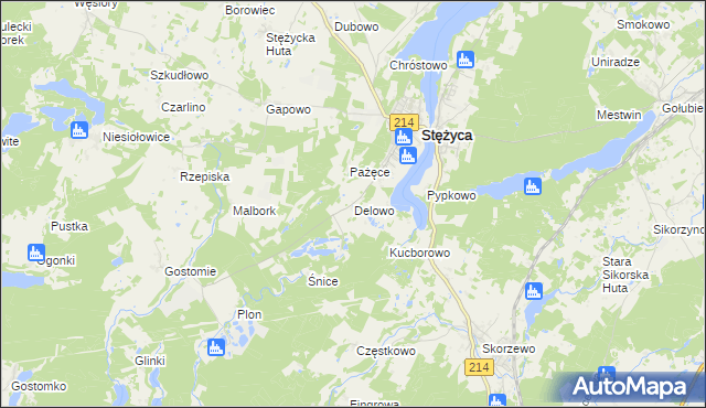mapa Delowo, Delowo na mapie Targeo
