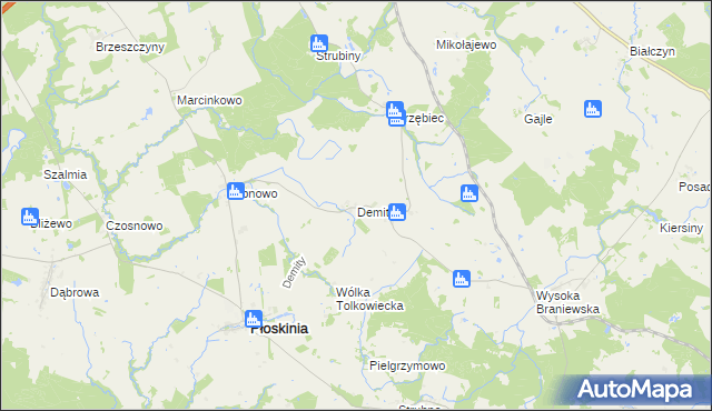 mapa Demity, Demity na mapie Targeo