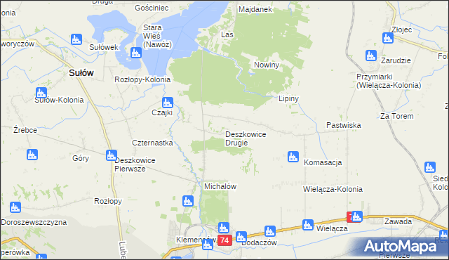 mapa Deszkowice Drugie, Deszkowice Drugie na mapie Targeo