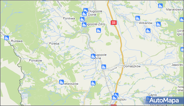 mapa Długopole Górne, Długopole Górne na mapie Targeo