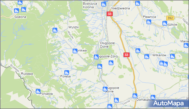 mapa Długopole-Zdrój, Długopole-Zdrój na mapie Targeo