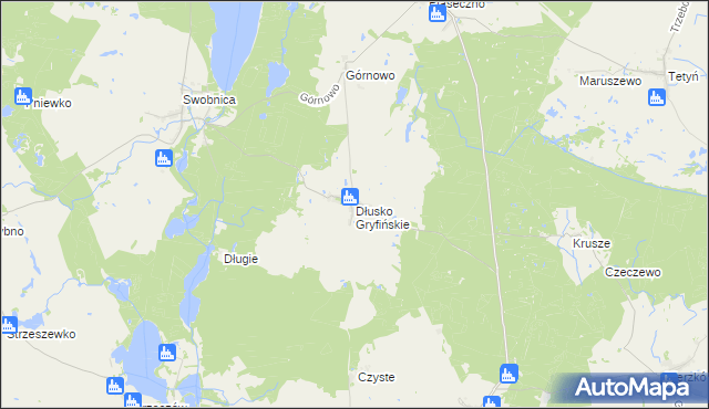 mapa Dłusko Gryfińskie, Dłusko Gryfińskie na mapie Targeo