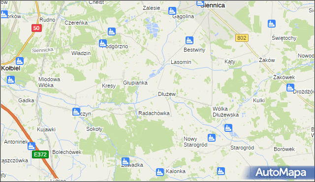 mapa Dłużew, Dłużew na mapie Targeo