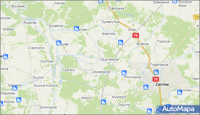 mapa Dłużniewice, Dłużniewice na mapie Targeo