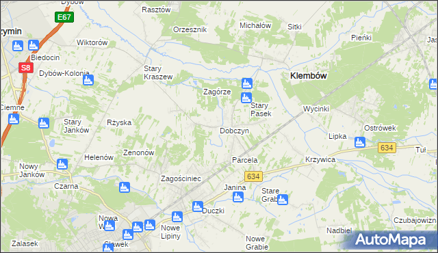 mapa Dobczyn gmina Klembów, Dobczyn gmina Klembów na mapie Targeo