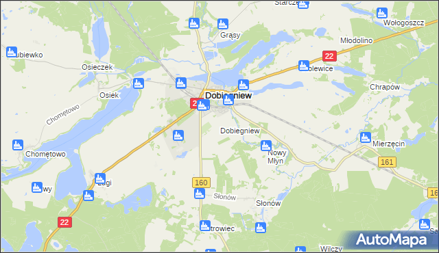 mapa Dobiegniew powiat strzelecko-drezdenecki, Dobiegniew powiat strzelecko-drezdenecki na mapie Targeo