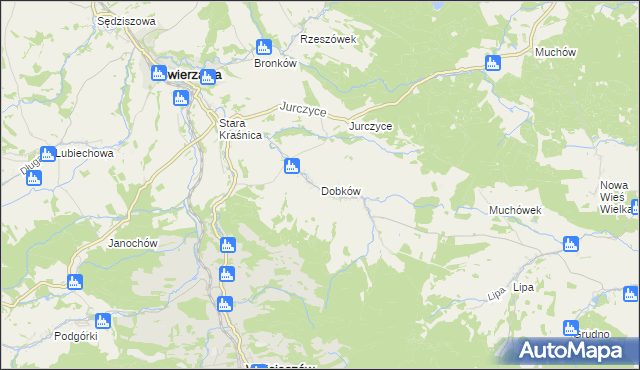 mapa Dobków gmina Świerzawa, Dobków gmina Świerzawa na mapie Targeo