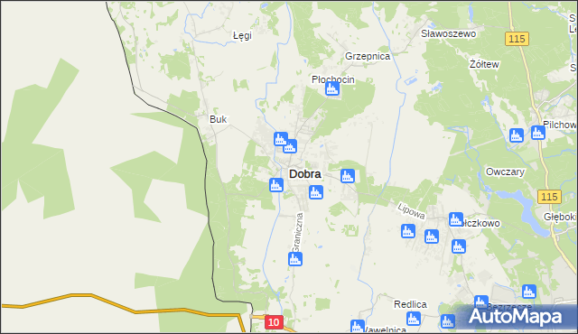 mapa Dobra gmina Dobra (Szczecińska), Dobra gmina Dobra (Szczecińska) na mapie Targeo