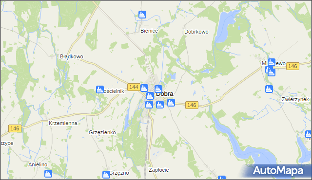 mapa Dobra powiat łobeski, Dobra powiat łobeski na mapie Targeo