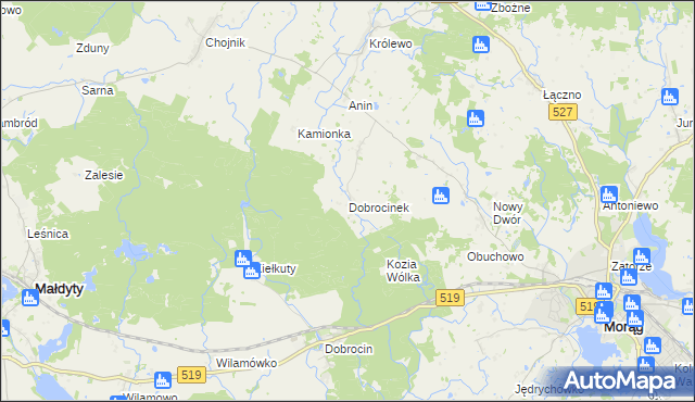 mapa Dobrocinek, Dobrocinek na mapie Targeo