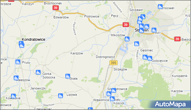 mapa Dobrogoszcz gmina Strzelin, Dobrogoszcz gmina Strzelin na mapie Targeo